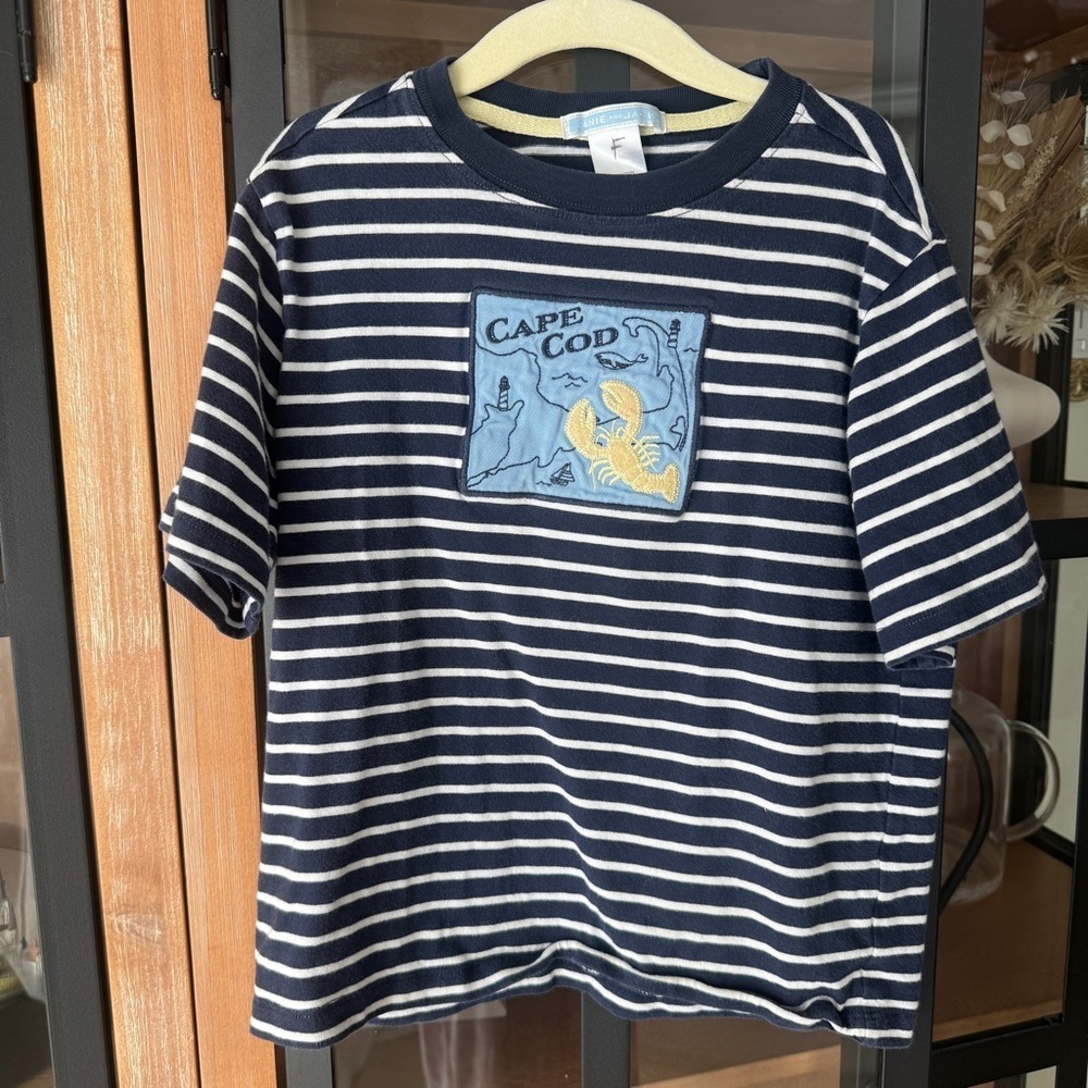 Janie & Jack Cape Cod MA tee lobster navy nautical short sleeve embroidered boys